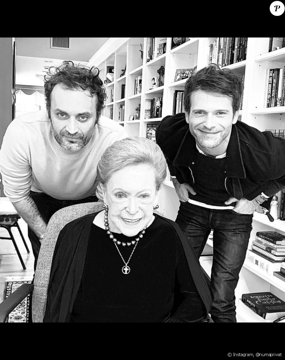 Augustin Trapenard, son compagnon et l'auteur Mary Higgings Clark. Février 2020.