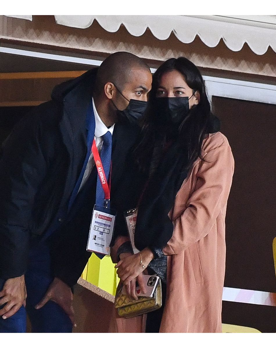 Alize Lim et Tony Parker lors du match AS Monaco - Olympique Lyonnais au stade Louis II de Monaco. Le 2 mai 2021.