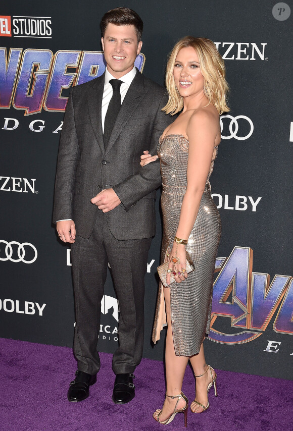 Scarlett Johansson et son compagnon Colin Jost - Avant-première du film "Avengers : Endgame" à Los Angeles, le 22 avril 2019.