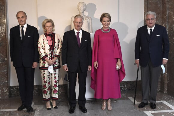 Le prince Lorenz, la princesse Astrid, le roi Philippe, la reine Mathilde, le prince Laurent - La famille royale de Belgique arrive à un concert à Bruxelles le 15 juillet 2020.