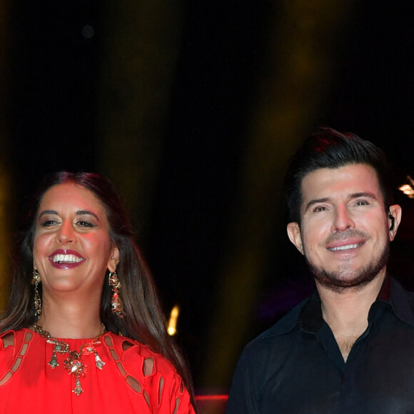 Farah El Dibany et Vincent Niclo - Enregistrement de l'émission "La fête de la Chanson à l'Orientale" à Marrakech, qui sera diffusée le 4 septembre sur France 2. Le 17 juin 2021. © Veeren / Bestimage