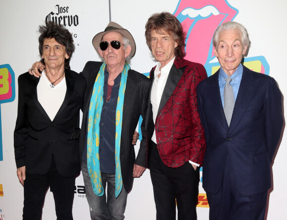 Ron Wood (Ronnie Wood), Keith Richards, Mick Jagger et Charlie Watts à la soirée "Cuervo: The Rolling Stones Tour Pick" à New York.