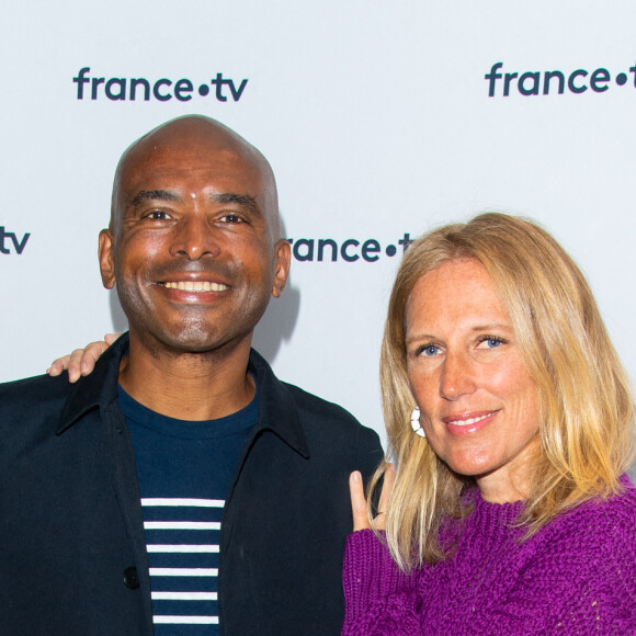 Ali Rebeihi, Agathe Lecaron lors du photocall dans le cadre de la conférence de presse de France Télévisions au Pavillon Gabriel à Paris, France, le 24 août 2021. © Pierre Perusseau/Bestimage