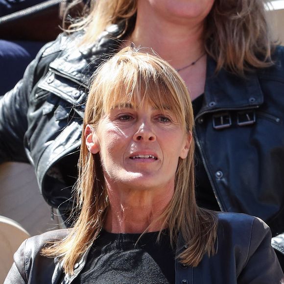 Nathalie Simon dans les tribunes des internationaux de France de tennis de Roland Garros à Paris, France, le 7 juin 2019. © Cyril Moreau/Bestimage