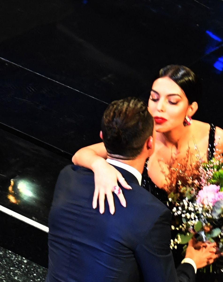Georgina Rodriguez, Cristiano Ronaldo, lors du 70ème festival de la chanson italienne 2020 à Sanremo, Italie le 6 février 2020.