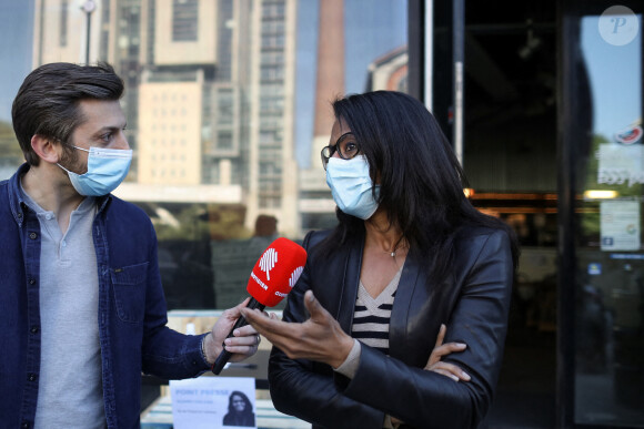 Audrey Pulvar interviewé par le journaliste, Paul Larrouturou - Grand oral des candidats en Île-de-France pour les élections régionales à Paris, France, le 27 avril 2021. © Stéphane Lemouton/Bestimage