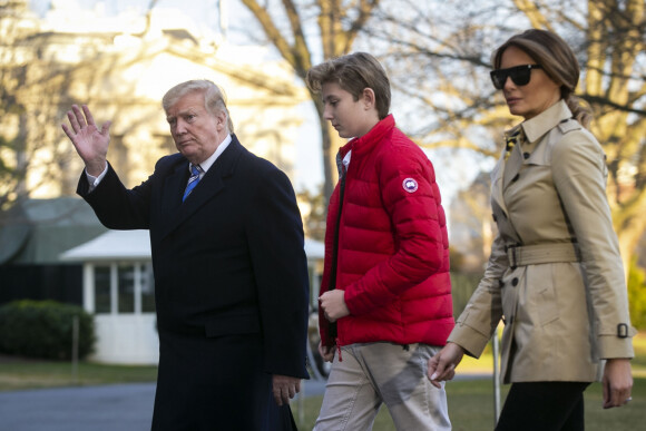 Melania Trump, Barron Trump - Le président Donald Trump arrive à la Maison Blanche à Washington en hélicoptère le 10 mars 2019.