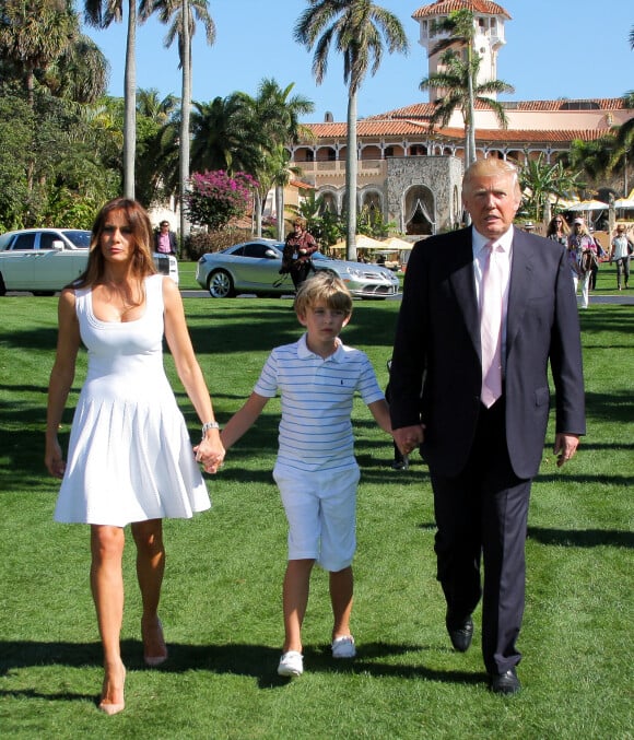 Donald Trump, Melania Trump et leur fils Barron à la Maison-Blanche à Washington, en 2013.