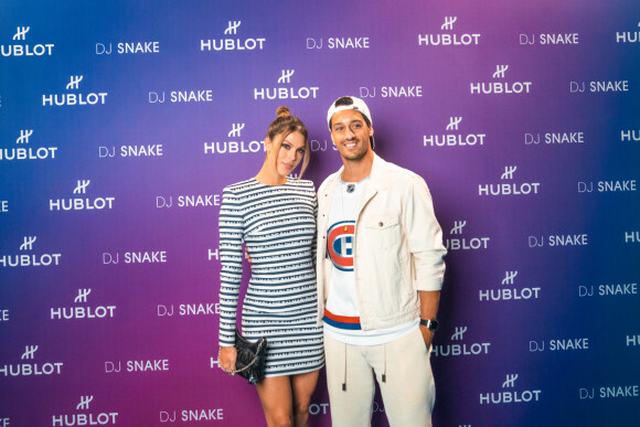 Iris Mittenaere et Diego El Glaoui assistent à la soirée lancement de la montre "Big Bang DJ Snake" de Hublot à l'Accor Arena. Paris, le 2 septembre 2021.