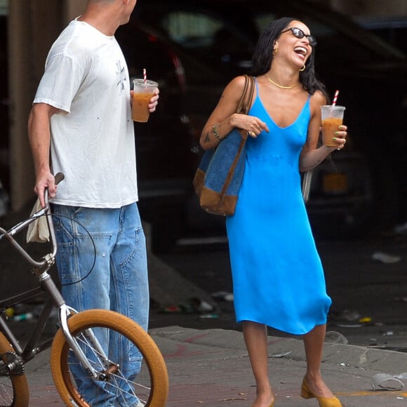 Exclusif - Channing Tatum et Zoë Kravitz se rapprochent lors d'une balade dans les rues de New York City, le 19 août 2021.