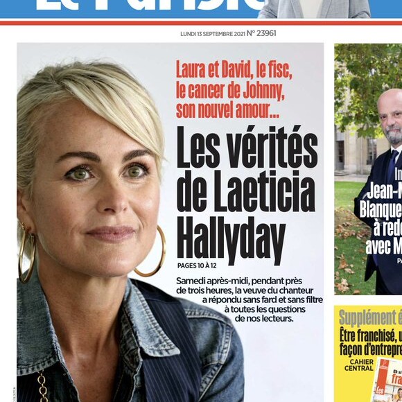 Laeticia Hallyday en Une du "Parisien" le 13 septembre 2021.