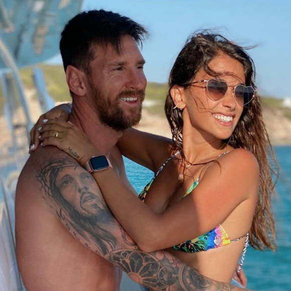 Lionel Messi et son épouse Antonela Roccuzzo en juillet 2020.