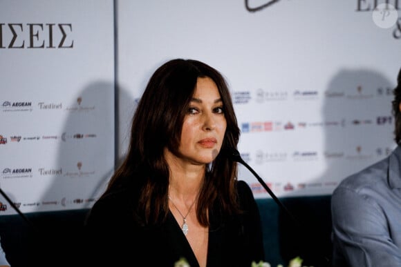 Monica Bellucci arrive à la conférence de presse de la pièce de théâtre "Maria Callas" à Athènes, qu'elle jouera sur la scène du théâtre Herodion. Le 19 septembre 2021.