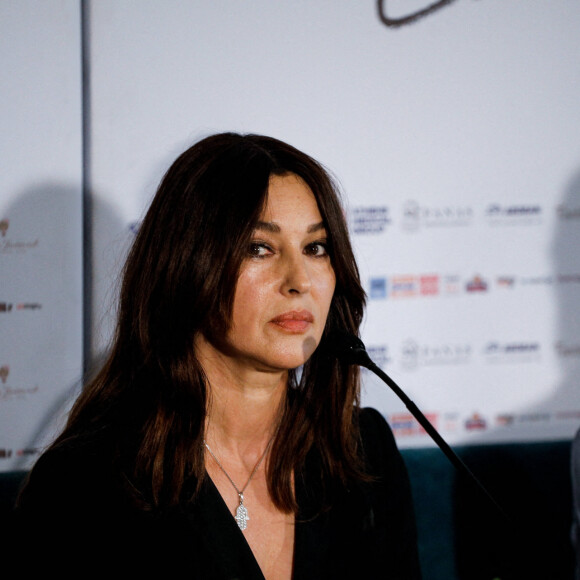 Monica Bellucci arrive à la conférence de presse de la pièce de théâtre "Maria Callas" à Athènes, qu'elle jouera sur la scène du théâtre Herodion. Le 19 septembre 2021.
