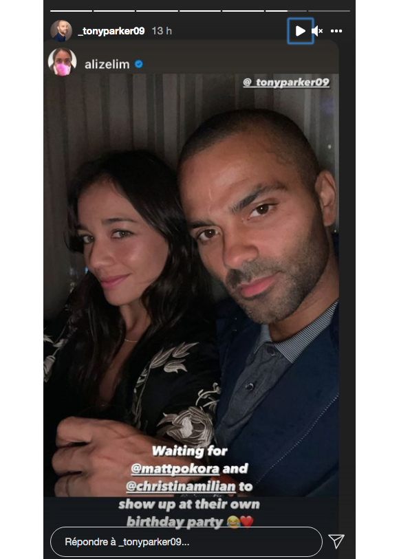 La tenniswoman Alizé Lim et Tony Parker à l'anniversaire de M. Pokora.