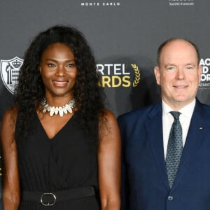 Louis Ducruet, Muriel Hurtis, le prince Albert II de Monaco et Astrid Guyart durant la soirée de la 32ème édition des Sportel Awards au Grimaldi Forum à Monaco, le 5 octobre 2021. © Bruno Bebert/Bestimage