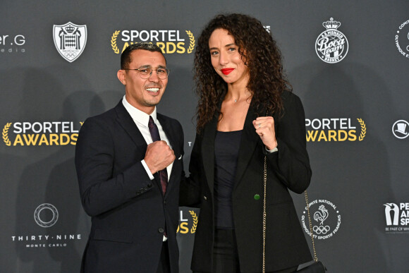 Brahim Asloum et Rima Ayadi durant la soirée de la 32ème édition des Sportel Awards au Grimaldi Forum à Monaco, le 5 octobre 2021. © Bruno Bebert/Bestimage