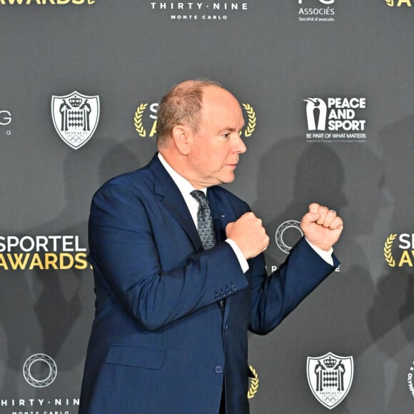 Le prince Albert II de Monaco durant la soirée de la 32ème édition des Sportel Awards au Grimaldi Forum à Monaco. © Bruno Bebert/Bestimage