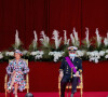 La princesse Delphine de Saxe Cobourg, son marie James O'Hare, le prince Laurent de Belgique, le prince Lorenz et la princesse Astrid de Belgique - La famille royale de Belgique assiste à la parade militaire lors de la fête nationale à Bruxelles, le 21 juillet 2021.