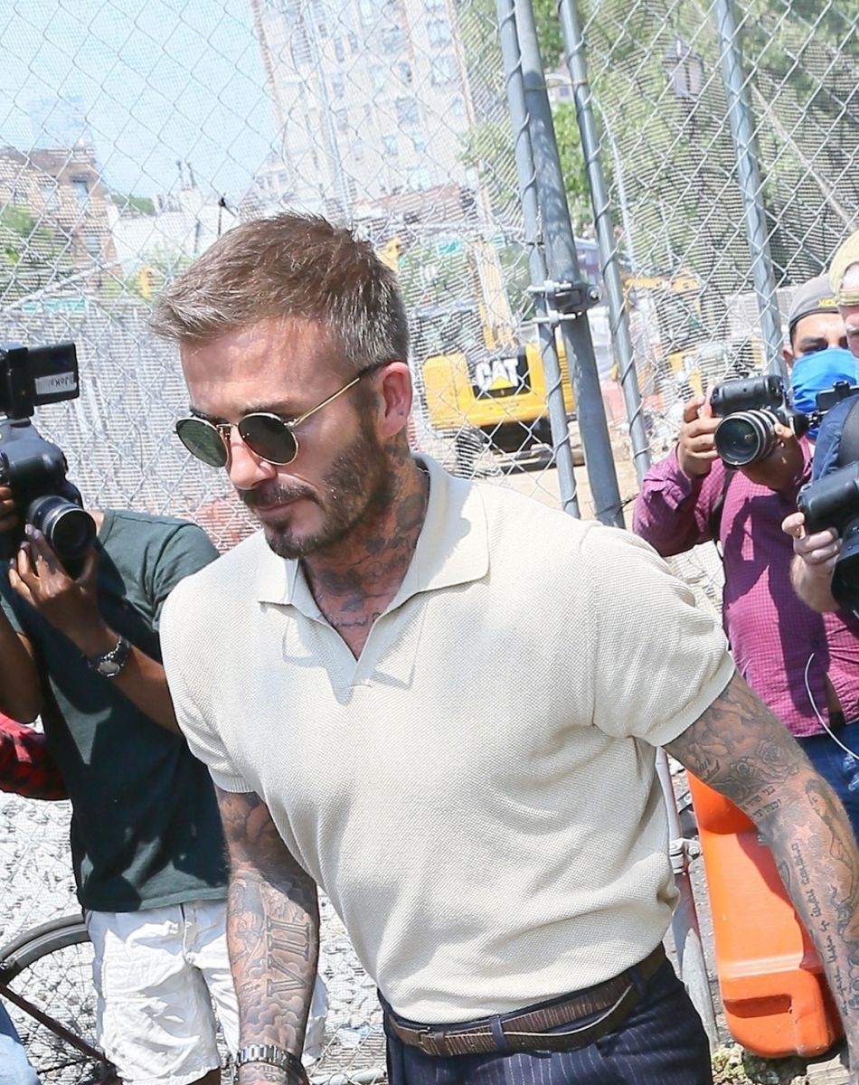 David Beckham et sa femme Victoria sont allés déjeuner au restaurant Bar Pitti à New York. Le 26 mai 2021