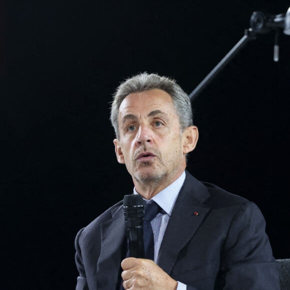 L'ancien président de la République française, Nicolas Sarkozy au 76ème congrès de l'Ordre des Experts Comptables au Parc des Expositions Bordeaux-Lac à Bordeaux, France, le 8 octobre 2021.