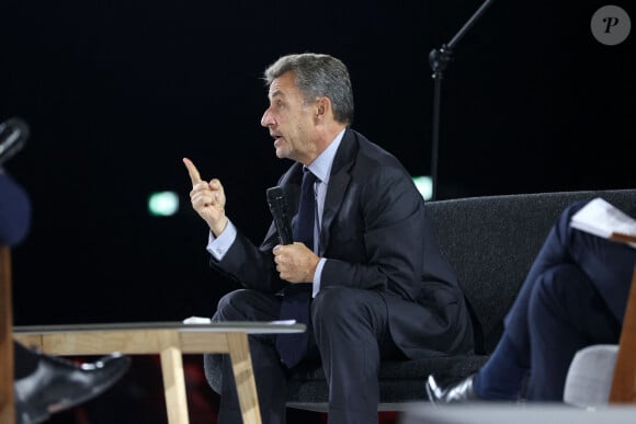 L'ancien président de la République française, Nicolas Sarkozy au 76ème congrès de l'Ordre des Experts Comptables au Parc des Expositions Bordeaux-Lac à Bordeaux, France, le 8 octobre 2021.