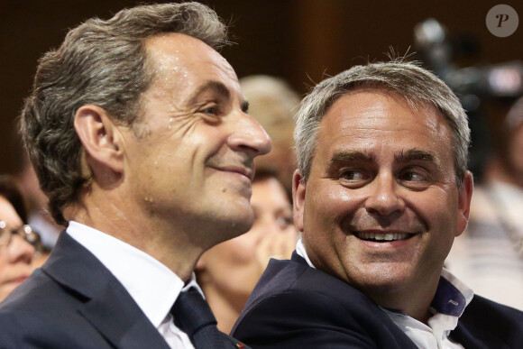 Nicolas Sarkozy et Xavier Bertrand - Nicolas Sarkozy en campagne pour la primaire des républicains participe à un meeting au Touquet le 27 août 2016.