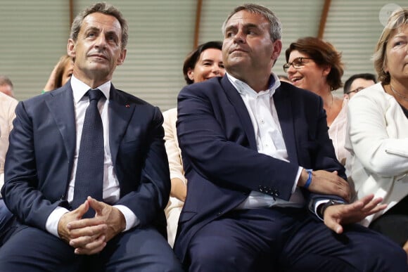 Nicolas Sarkozy en campagne pour la primaire des républicains participe à un meeting au Touquet le 27 août 2016.
