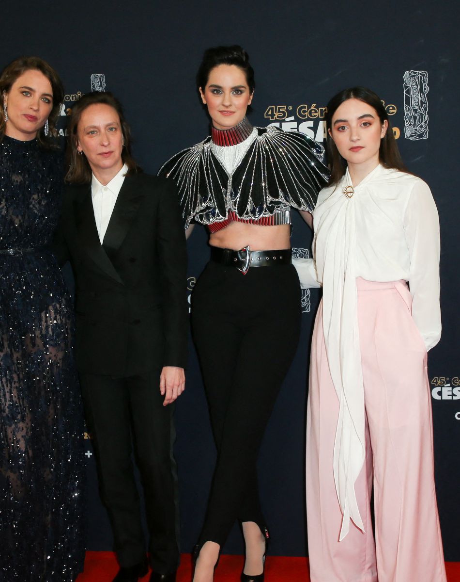 Adèle Haenel, Celine Sciamma, Noémie Merlant (en Louis Vuitton et Cartier - Maquillage Estée Lauder - Coiffure Margaux Rousse Malpat) et Luana Bajrami lors du photocall lors de la 45ème cérémonie des César à la salle Pleyel à Paris le 28 février 2020 © Dominique Jacovides / Olivier Borde / Bestimage