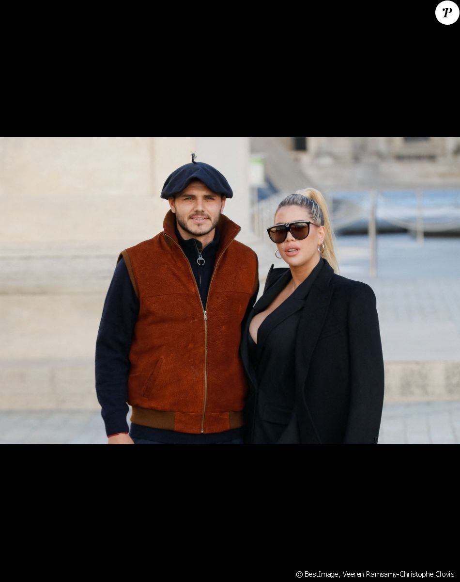 Mauro Icardi et sa femme Wanda Nara arrivent au défilé de mode Louis Vuitton à Paris, France. © Veeren Ramsamy-Christophe Clovis/Bestimage