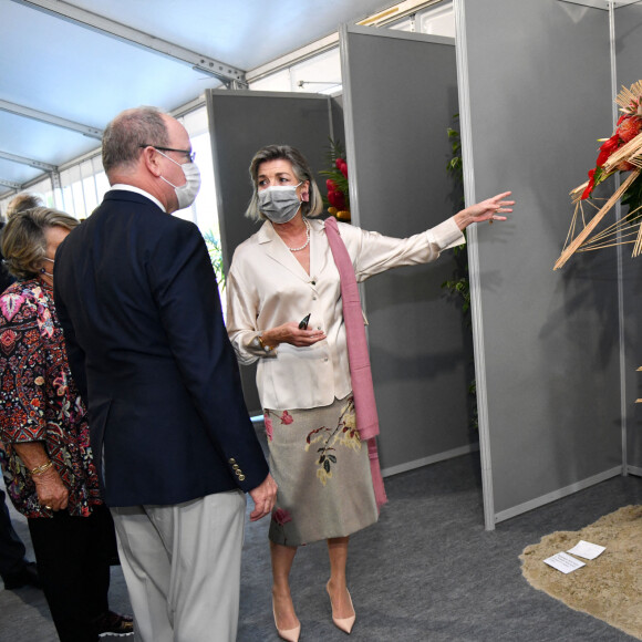 La princesse Caroline de Hanovre et le prince Albert de Monaco durant le 52e Concours International de Bouquets à Monaco, le 16 octobre 2021. © Bruno Bebert / Bestimage 