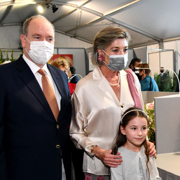 La princesse Caroline de Hanovre et le prince Albert de Monaco durant le 52e Concours International de Bouquets à Monaco, le 16 octobre 2021. © Bruno Bebert / Bestimage 
