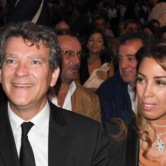 Arnaud Montebourg et son épouse Amina Walter - Opéra "Tosca Puccini" à l'hôtel national des Invalides dans le cadre de l'opération "Opéra en plein air" à Paris le 4 septembre 2019.
