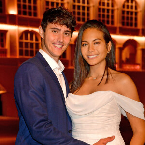 Exclusif - Vaimalama Chaves (Miss France 2019), et son compagnon, Nicolas Fleury - Le Grand Dîner s'est installé à Monaco pendant le 78ème Grand Prix de Formule 1 au Castel Roc, l'établissement situé en face du palais princier, le 22 mai 2021 © Bruno Bebert/Bestimage 