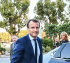 Emmanuel Macron et sa femme Brigitte Trogneux quittent Bercy pour se rendre à TF1 où il est attendu pour le journal de 20h le 30 août 2016.