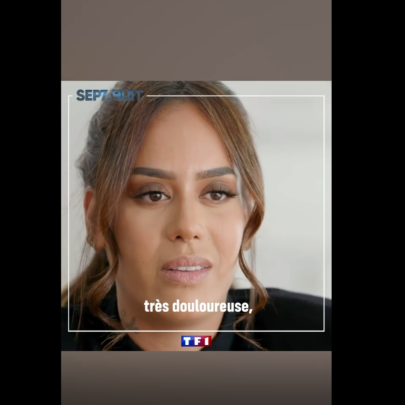 Amel Bent révèle avoir fait une fausse couche dans le Portrait de la semaine d'Audrey Crespo-Mara dans "Sept à huit" (TF1) le 24 octobre 2021.