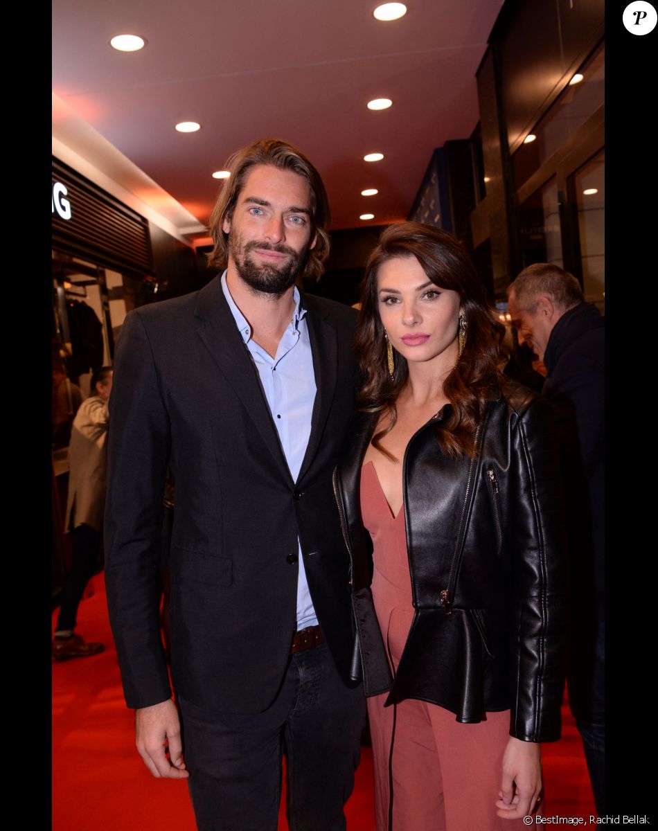 Camille Lacourt et sa compagne Alice Detollenaere (Miss Bourgogne 2010) lors de la soirée de réouverture de la boutique "Breitling", située rue de la Paix. Paris, le 3 octobre 2019. © Rachid Bellak/Bestimage