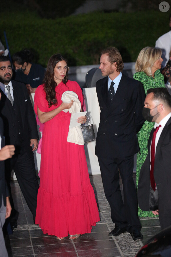 Andrea Casiraghi et sa femme Tatiana Santo Domingo arrivent au mariage du prince Phílippos de Grèce et Nina Flohr à Athènes le 23 octobre 2021