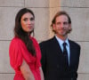 Andrea Casiraghi et sa femme Tatiana Santo Domingo au mariage du prince Phílippos de Grèce et Nina Flohr à Athènes.