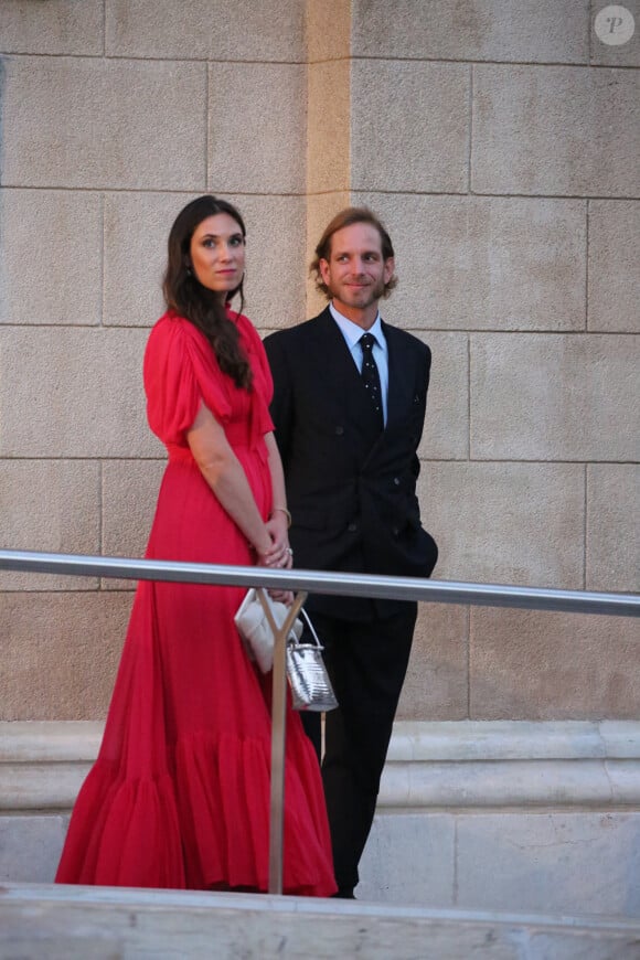 Andrea Casiraghi et sa femme Tatiana Santo Domingo au mariage du prince Phílippos de Grèce et Nina Flohr à Athènes.