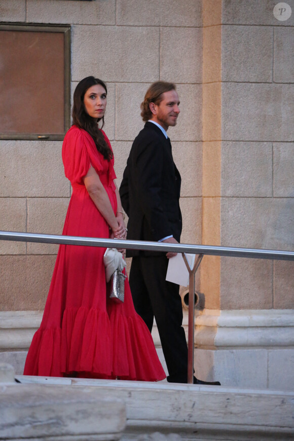 Andrea Casiraghi et sa femme Tatiana Santo Domingo arrivent au mariage du prince Phílippos de Grèce et Nina Flohr à Athènes le 23 octobre 2021