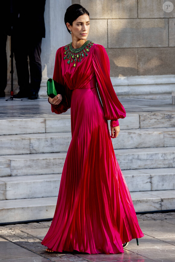 Alessandra (Sassa) de Osma à la cérémonie religieuse du mariage du prince Phílippos de Grèce et Nina Flohr à la cathédrale de l'Annonciation à Athènes le 23 octobre 2021