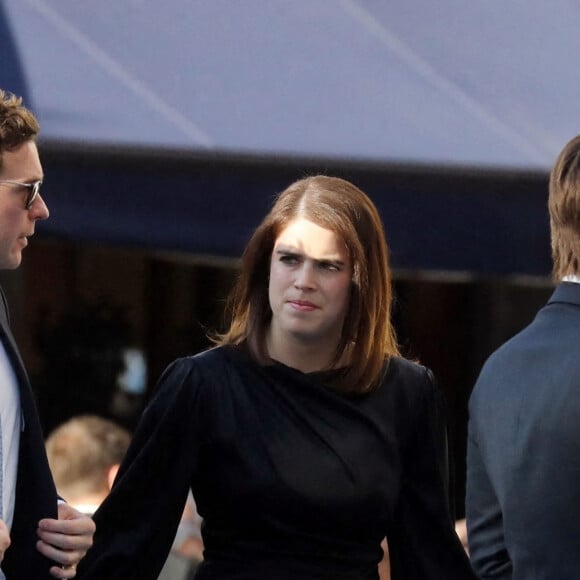 La princesse Eugenie et son mari Jack Brooksbank - Les duchesses d'York représentent la famille royale du Royaume Uni au mariage du prince Phílippos de Grèce et de Nina Flohr à Athènes le 23 octobre 2021.