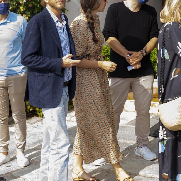 Andrea Casiraghi et son épouse Tatiana Santo Domingo lors de la réception organisée par le roi Constantin II au Yachtclub d'Athènes, suite au mariage du prince Philippos et Nina Flohr, le 24 octobre 2021.