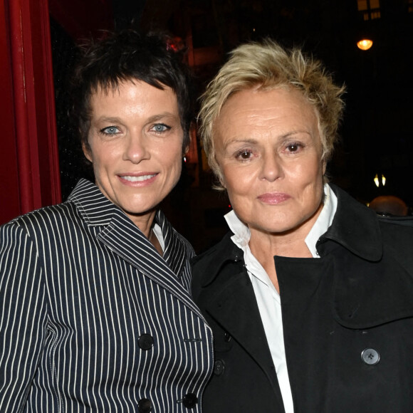 Anne Le Nen et sa femme Muriel Robin - Inauguration de la statue de cire de "Muriel Robin et Pierre Palmade" au musée Grévin à Paris. © Coadic Guirec/Bestimage