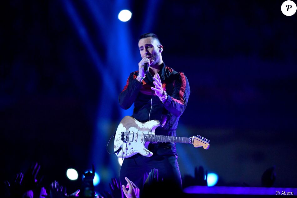 Adam Levine du groupe Maroon 5 lors du Pepsi Super Bowl LIII Halftime Show au Mercedes-Benz Stadium de Atlanta, le 3 février 2019