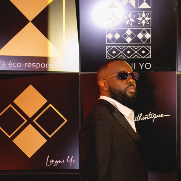 Exclusif -  Gims fait la promotion de son café "Gui Yo", un café d'excellence et éco-responsable, lors de la 10ème édition du "Global Gift Gala 2021" à l'hôtel Four Seasons Hotel George V. 10ème édition dont il est le parrain. Paris, le 30 octobre 2021.