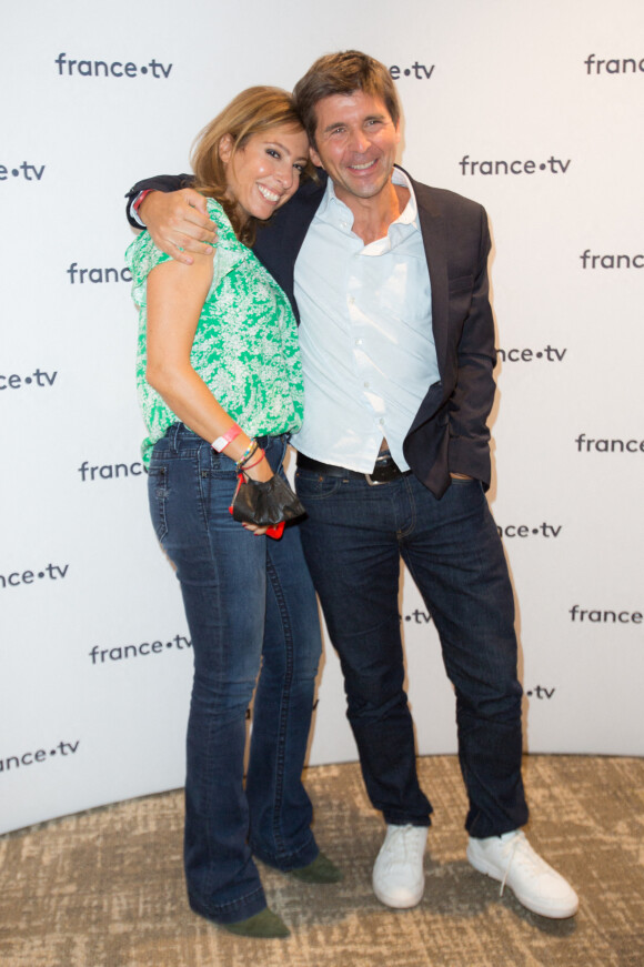 Lea Salame, Thomas Sotto - Photocall de la conférence de presse de rentrée de France Télévisions au Pavillon Gabriel à Paris. Le 24 août 2021