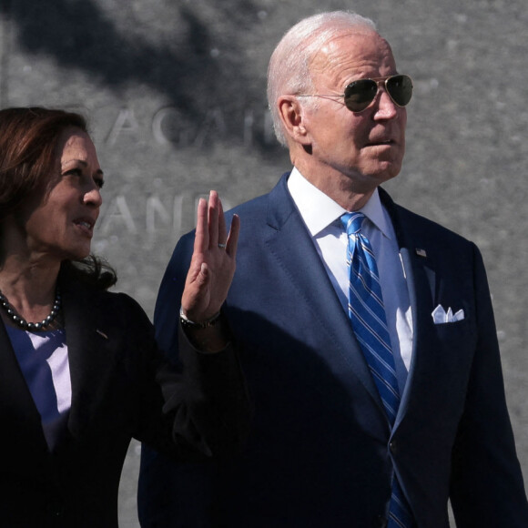 Le président des Etats-Unis, Joe Biden et Kamala Harris - Kamala Harris, vice-présidente des États-Unis, prononce un discours lors de la célébration du 10 ème anniversaire de l'inauguration du mémorial Martin Luther King Jr à Washington, le 21 octobre 2021.