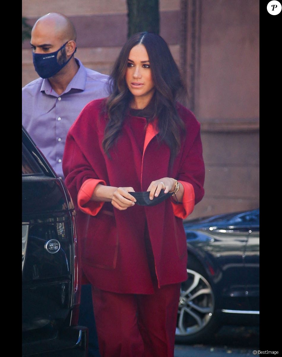 Meghan Markle arrive dans une école primaire de Harlem à New York City, New York, Etats-Unis, le 24 septembre 2021.